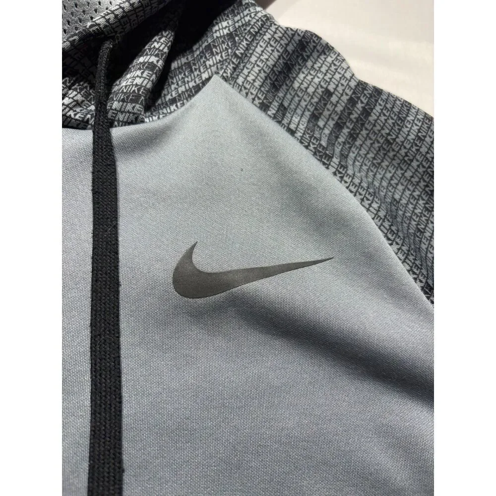 Nike Dri-FIT Gray Graphic Pullover Hoodie Men's Medium
